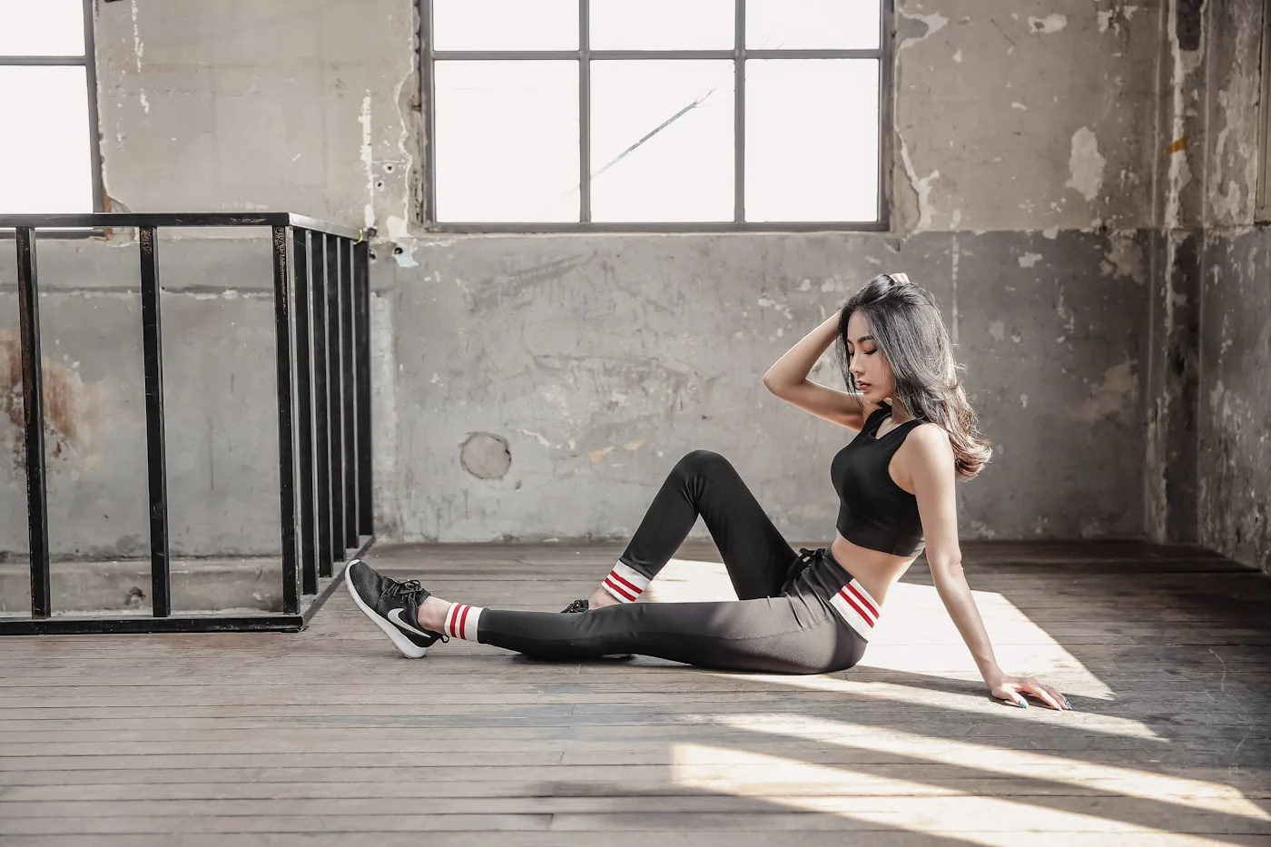 Legging et brassière de sport portés à l'entraînement